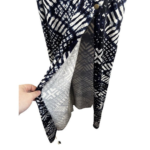 Rachel Pally Women's Geometric Print Front Slit Maxi Skirt Navy Blue Size Medium - Picture 8 of 16